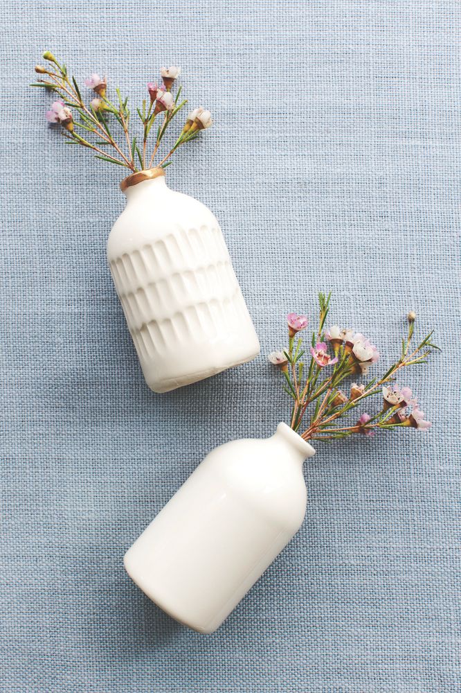 Carved Porcelain Bitters Bottle with Gold Rim