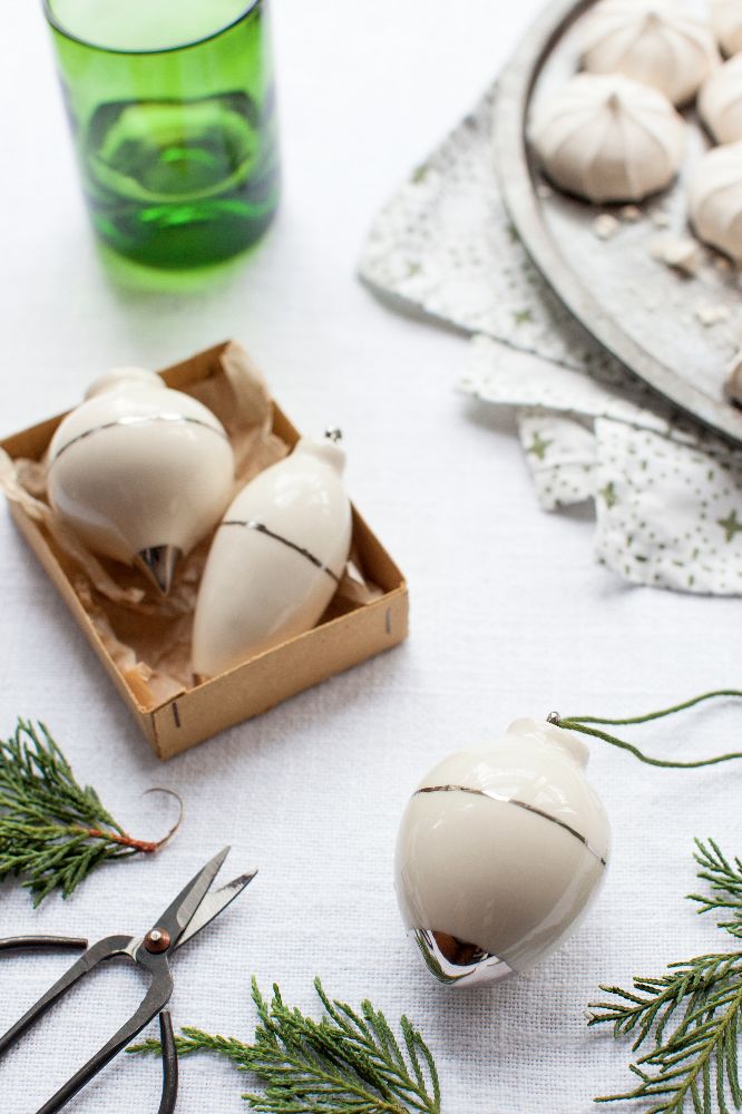 Heirloom Christmas Ornament // Round White & Silver