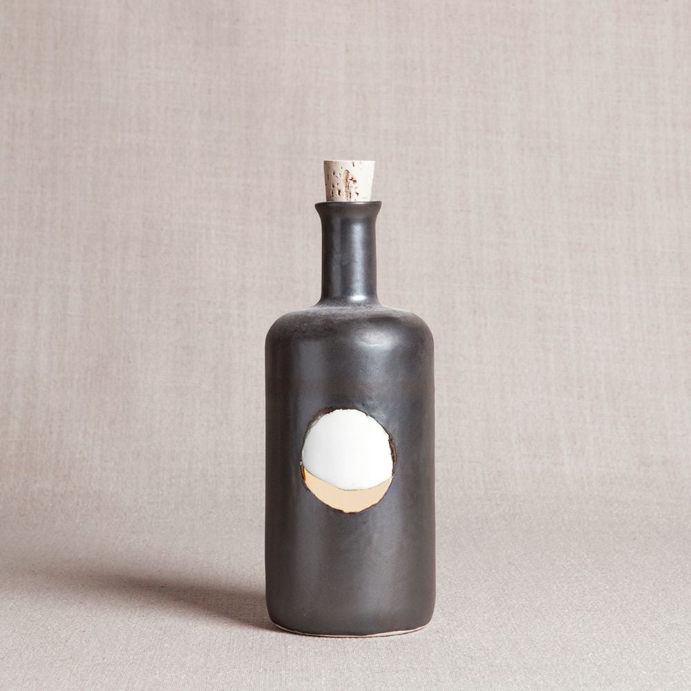 Waxing Moon Bottle in Metallic Black
