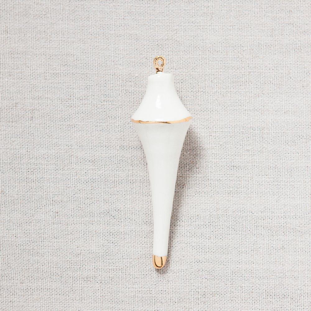 Heirloom Christmas Ornament // Triangle White & Gold