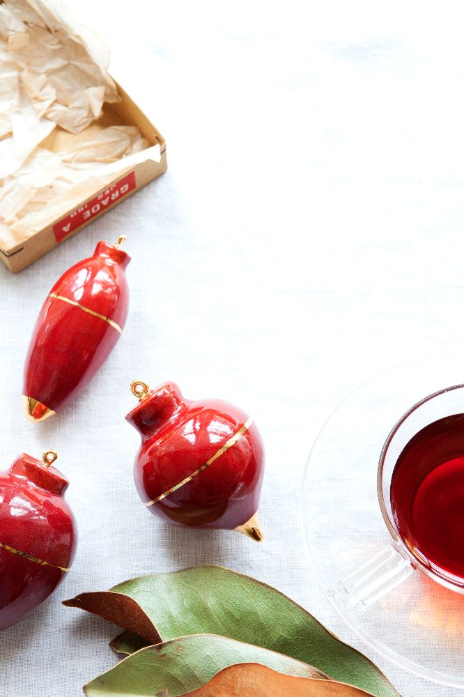 Heirloom Christmas Ornament // Oval Oxblood Red & Gold