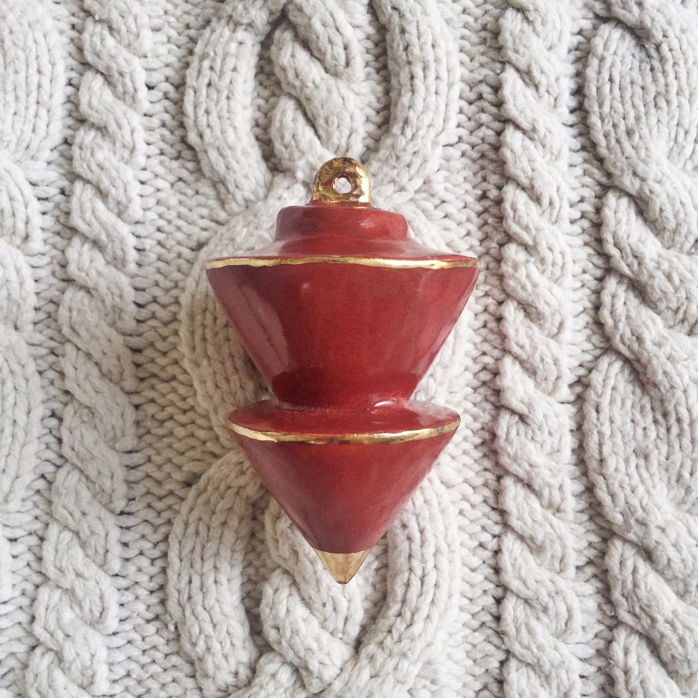 Heirloom Christmas Ornament // Angular Oxblood Red & Gold