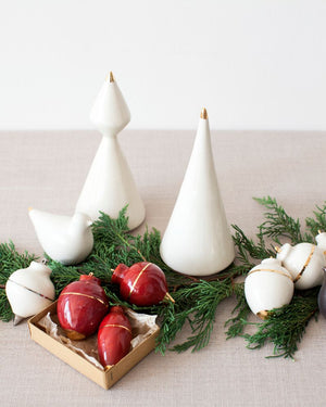 Heirloom Christmas Ornament // Triangle White & Silver