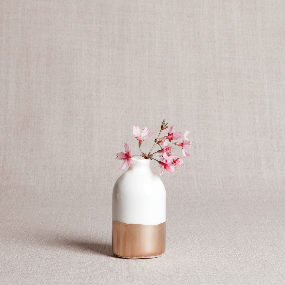 Minimalist White and Gold Vase