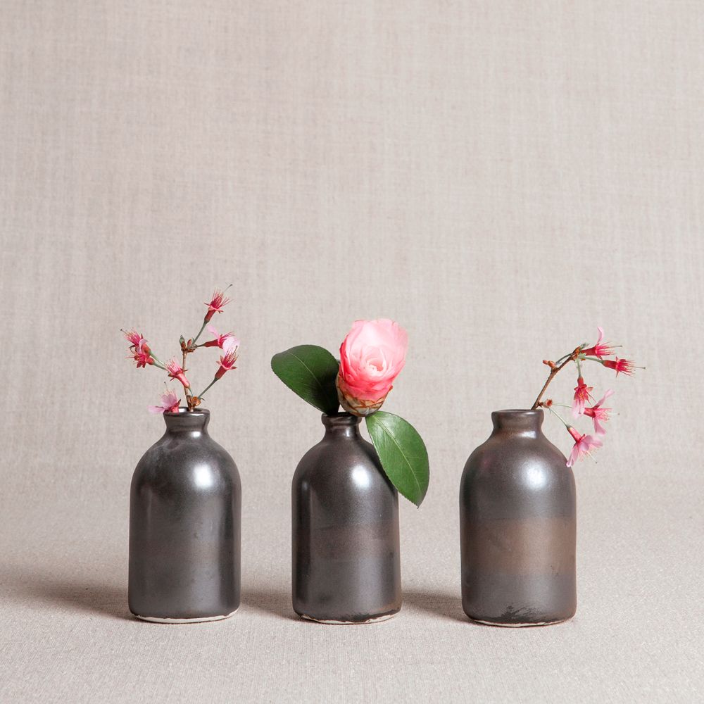 Black Minimalist Bud Vases // Set of Three
