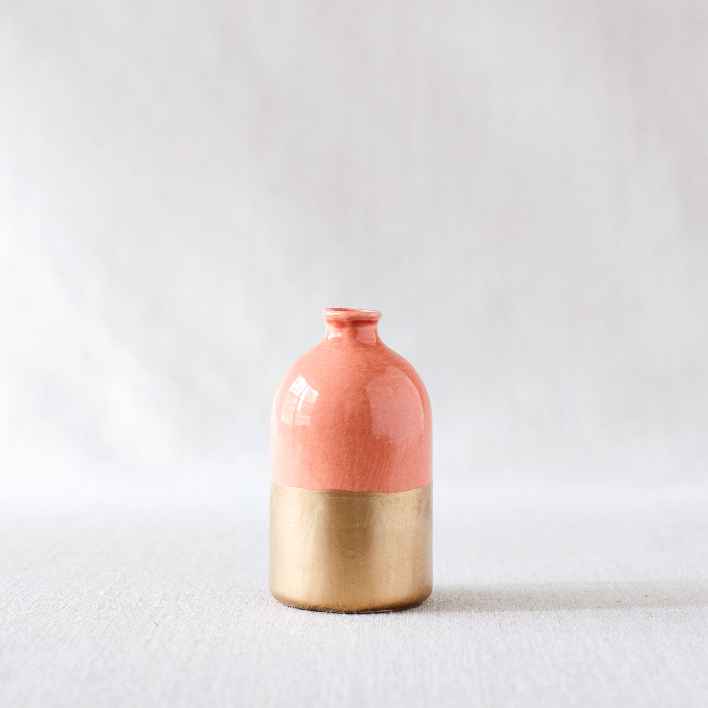 Coral + Gold Minimalist Bud Vase