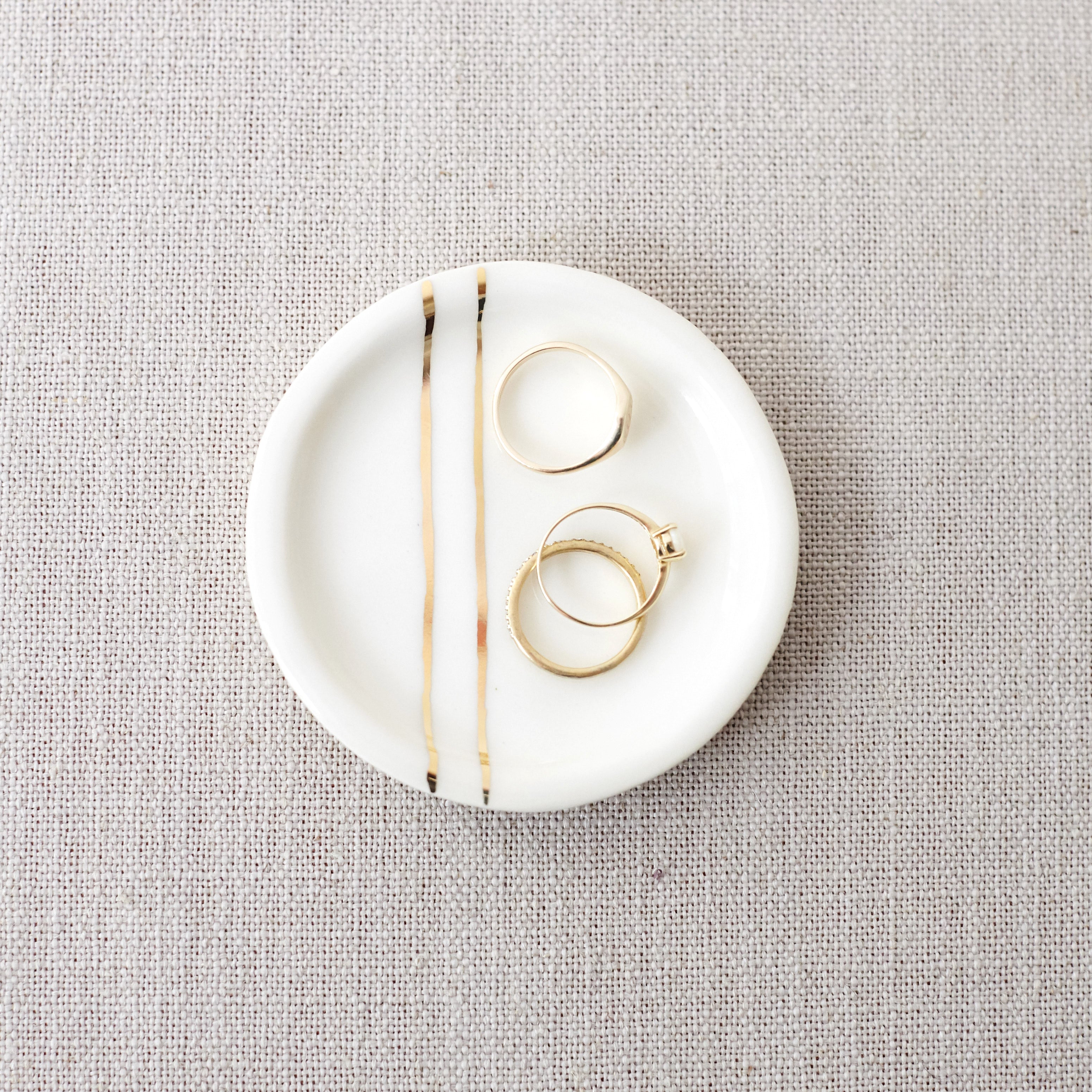 Minimalist Jewelry Dish with Gold Lines