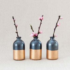 Black + Gold Minimalist Bud Vases // Set of Three