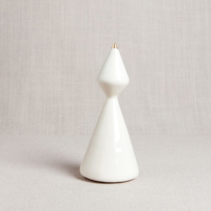 Minimalist Porcelain Christmas Tree // Curvy with Gold Tip