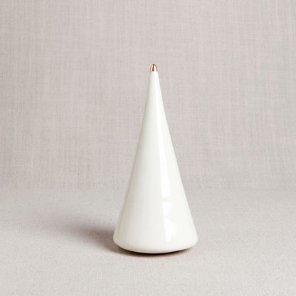 Minimalist Porcelain Christmas Tree // Triangle with Gold Tip