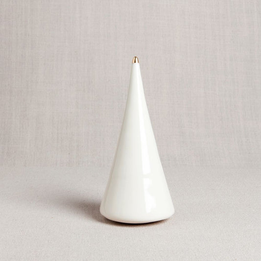 Minimalist Porcelain Christmas Tree // Triangle with Gold Tip