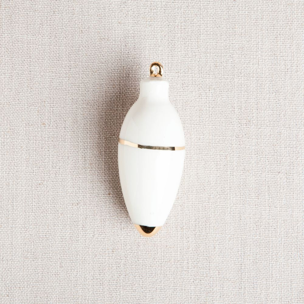 Heirloom Christmas Ornament // Oval White & Gold