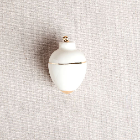 Heirloom Christmas Ornament // Round White & Gold