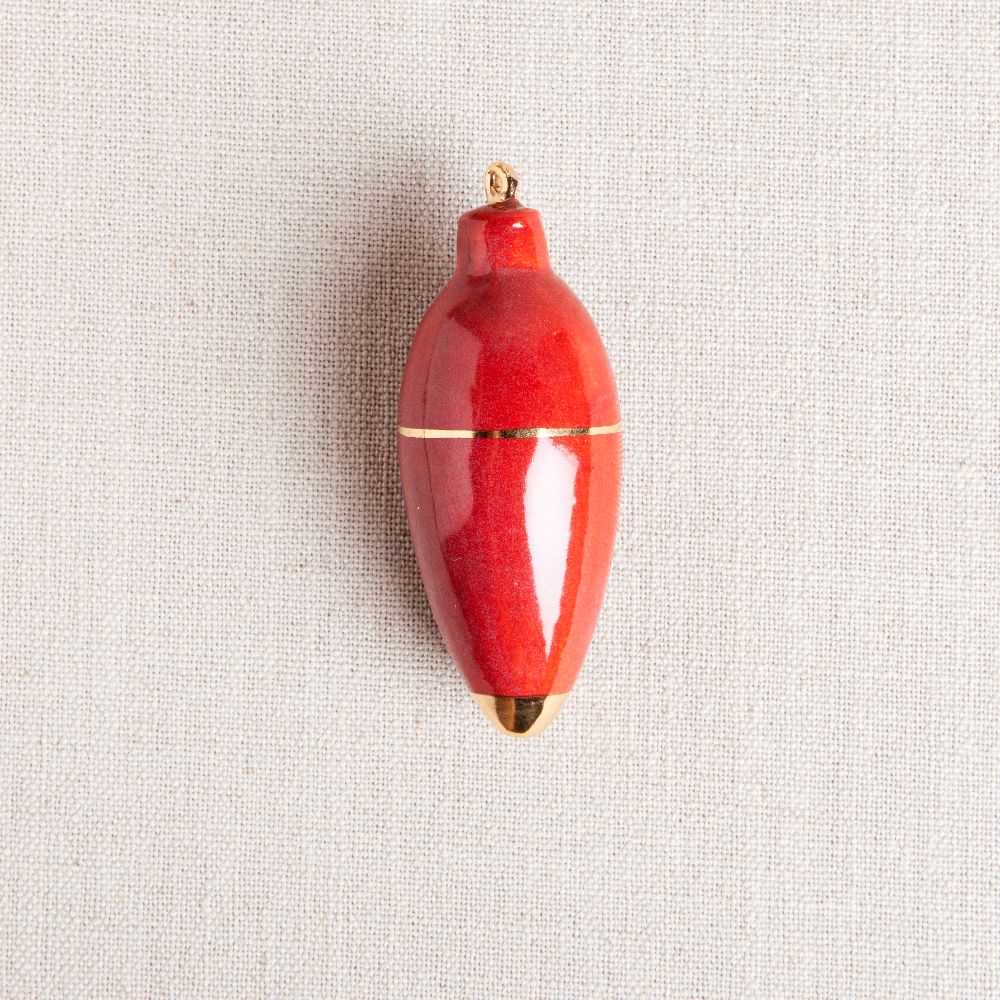 Heirloom Christmas Ornament // Oval Oxblood Red & Gold