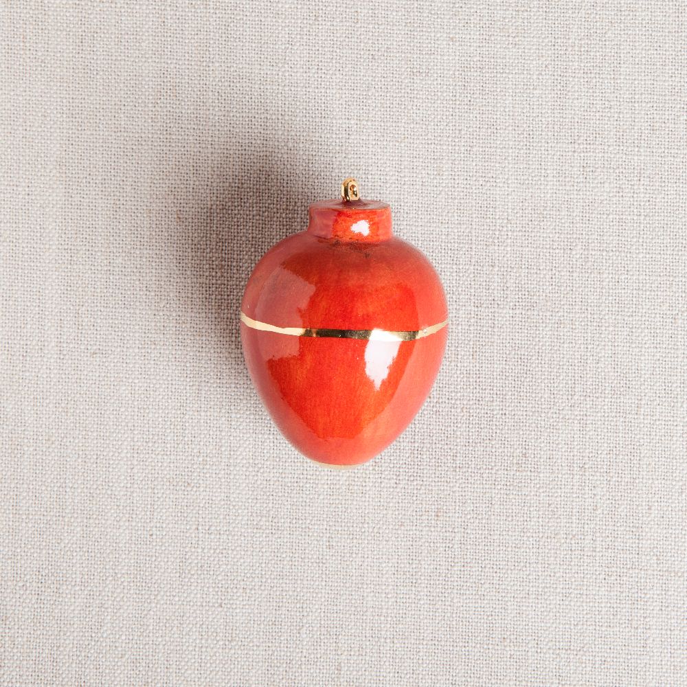 Heirloom Christmas Ornament // Round Oxblood Red & Gold