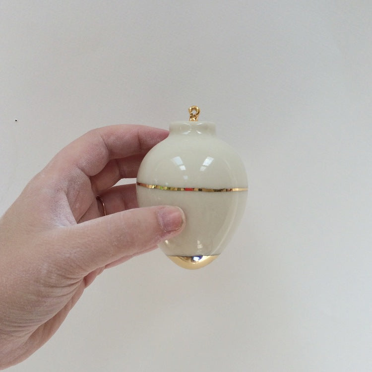 Heirloom Christmas Ornament // Round White & Gold