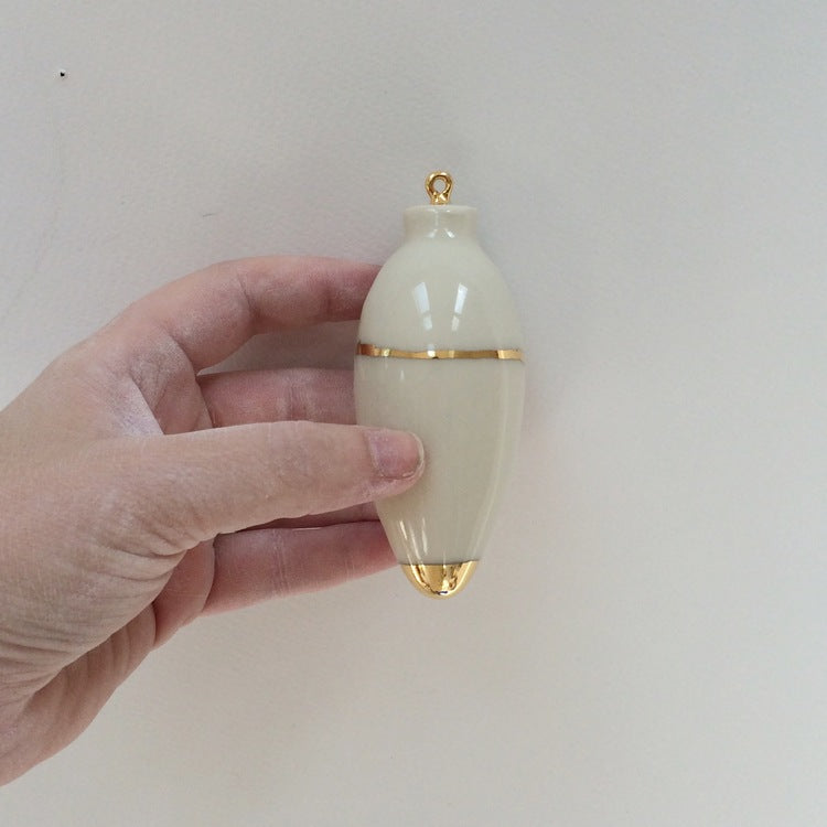 Heirloom Christmas Ornament // Oval White & Gold