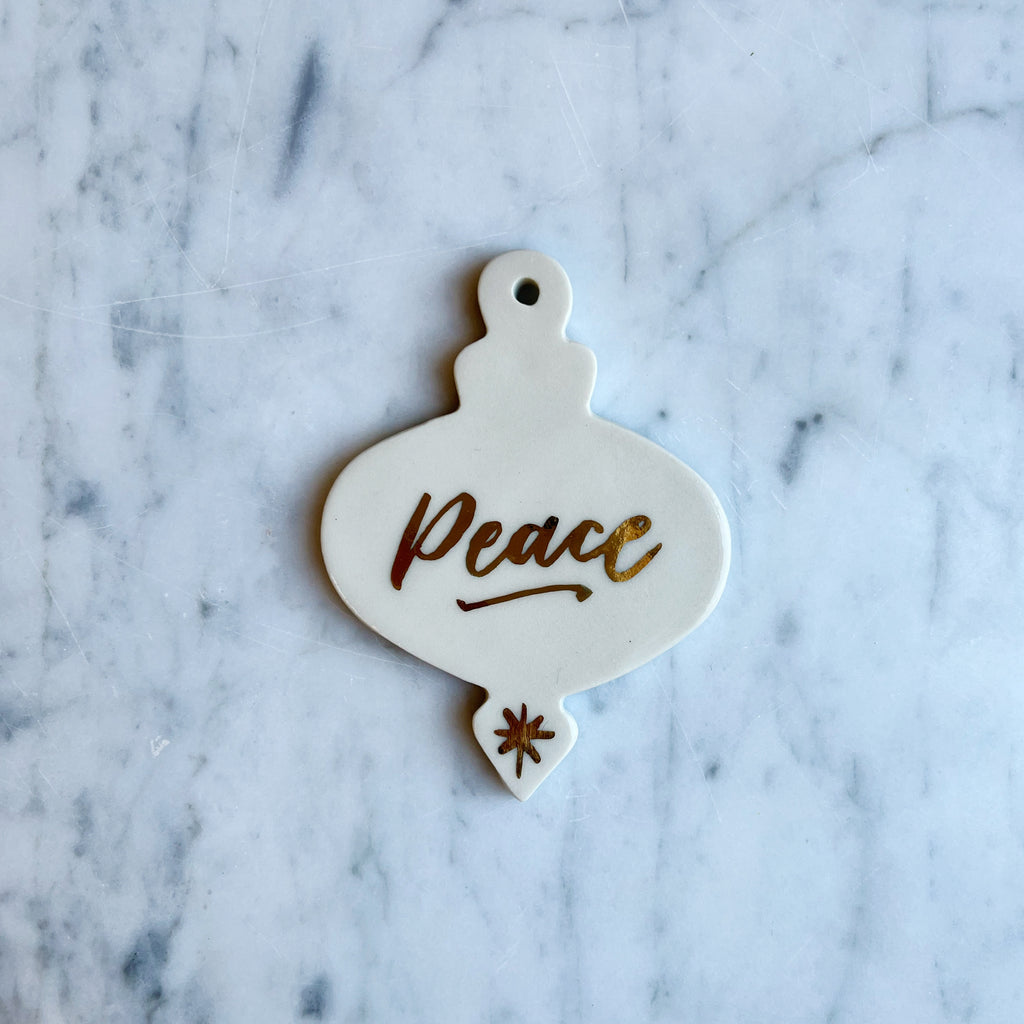 Hand-lettered Peace Ornament