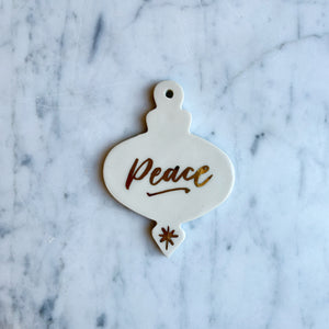 Hand-lettered Peace Ornament