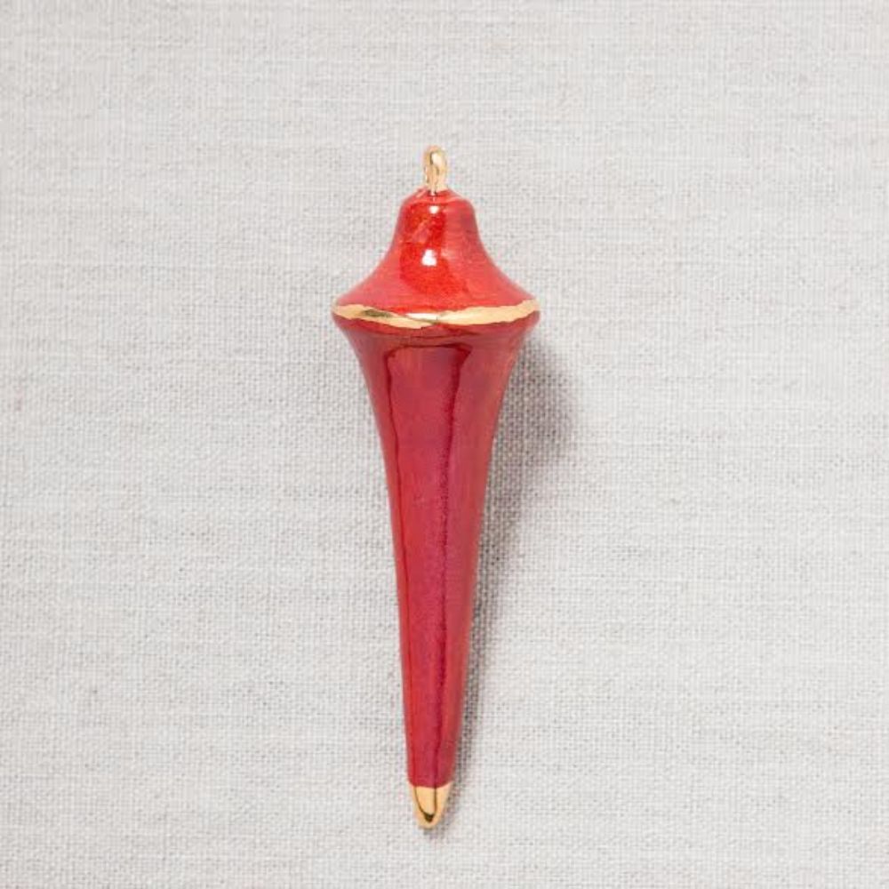 Heirloom Christmas Ornament // Triangle Oxblood Red & Gold